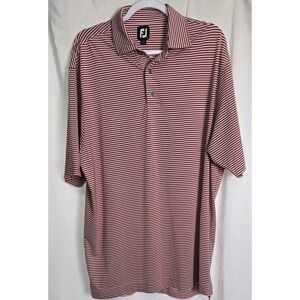 FootJoy FJ Mens Golf Polo Shirt X Large Red White Stripes Stretch Rugby Athletic